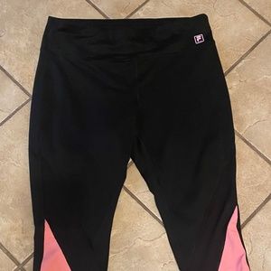 Fils Sport XL Black Legging Capris Activewear Black & Pink Casual Comfortable